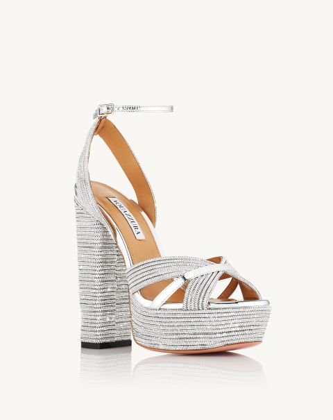 Bridal Shoes Silver Sundance Crystal Plateau 140 Women Luxurious