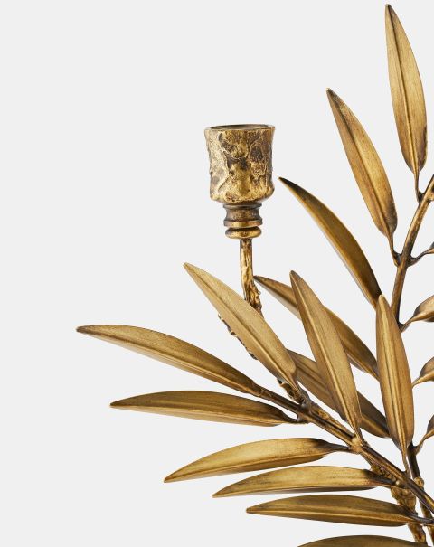 Brass Palm Candle Stick 3 Light Unisex Offer Table Decor